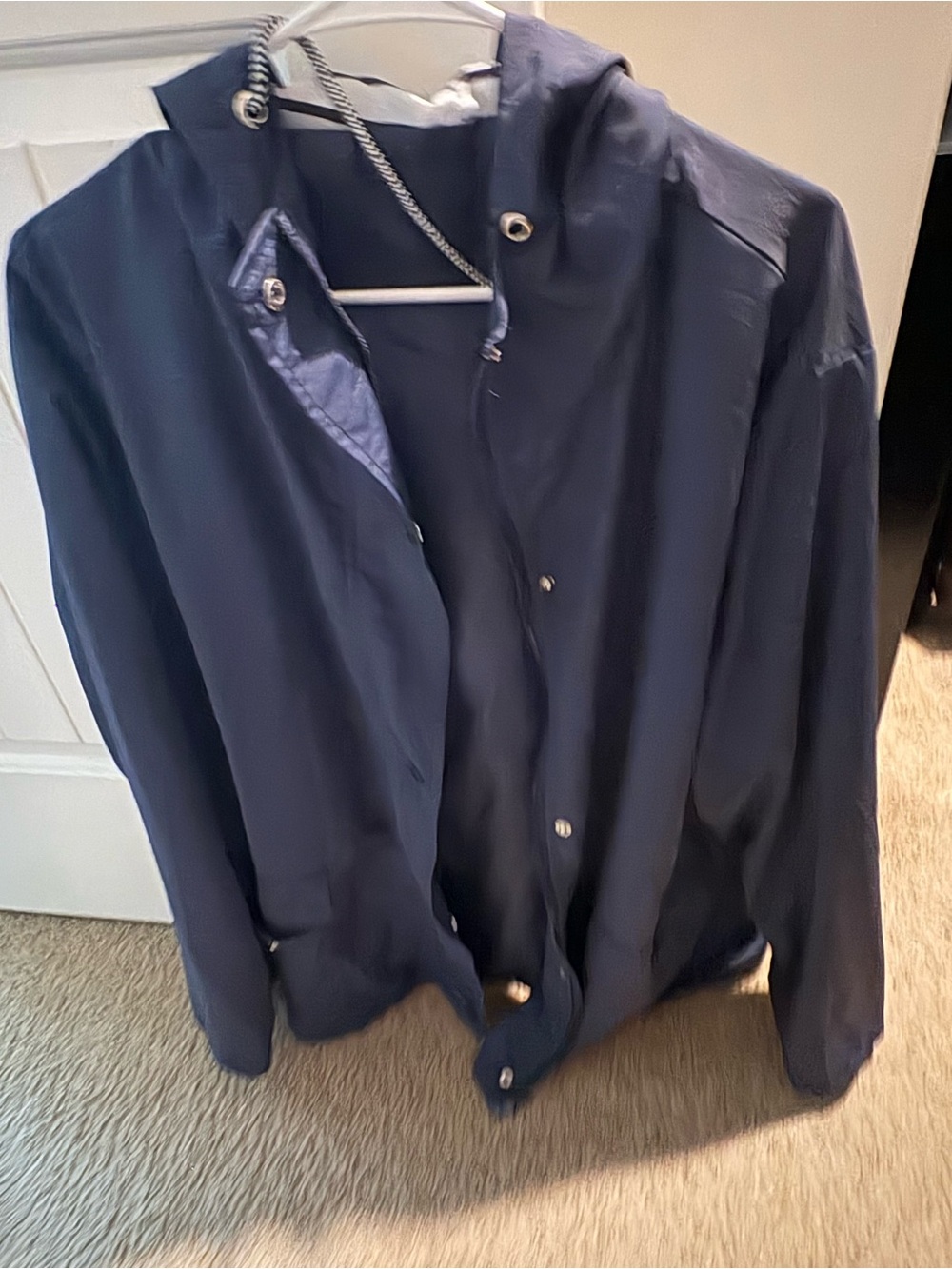 Men's Navy Hooded Jacket - Classic Lightweight Coat